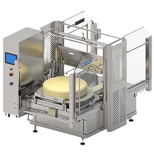 Cheese cutting solution for large round cheeses and blocks