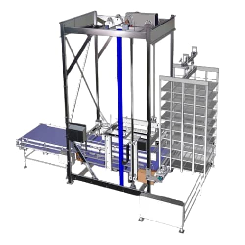 Rack log loader for ready-to-eat products