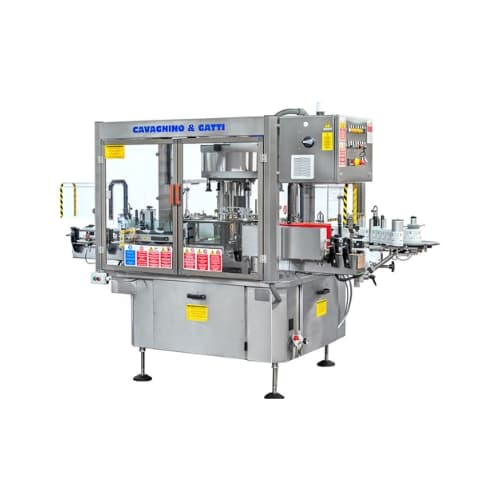 Compact combined labelling solution for bottling lines