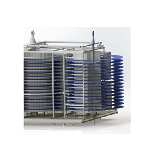 Large capacity cryogenic spiral freezer