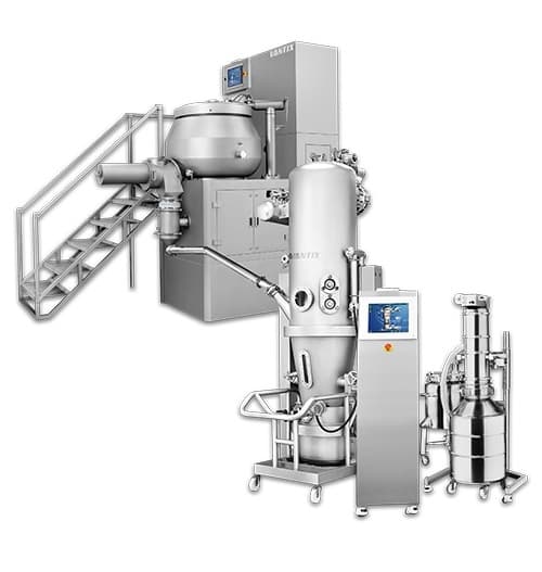 Granulation line of mixer and fluid bed dryer