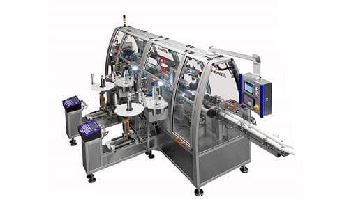 Labeling machine for BFS containers