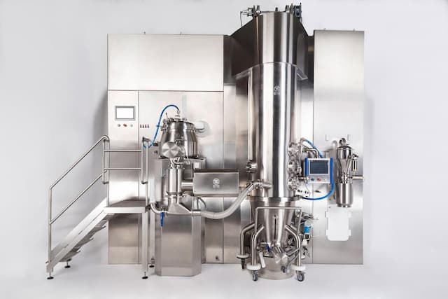 Granulation line for pharmaceutical solid dosage forms