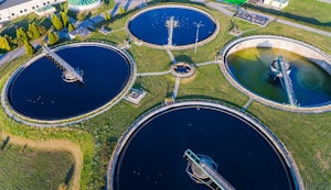 Aerial view of modern industrial sewage treatment plant