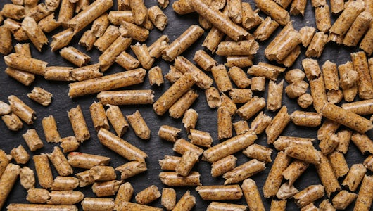 top view of pellets on a black surface