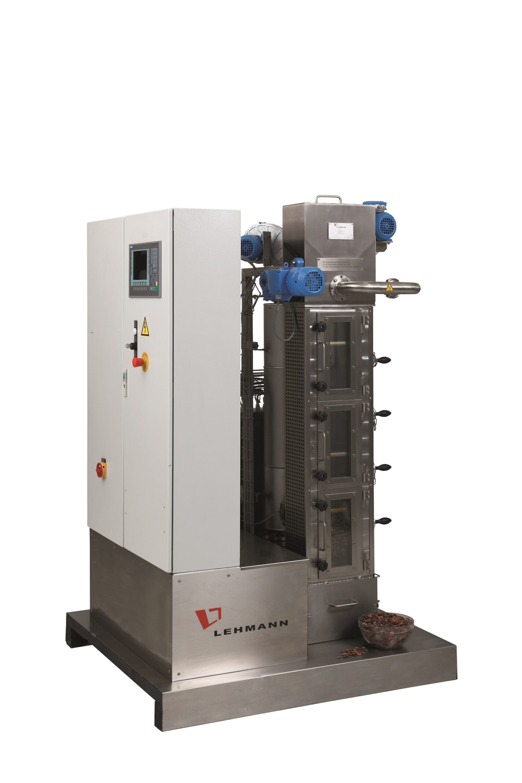 Continuous cocoa bean roasting line