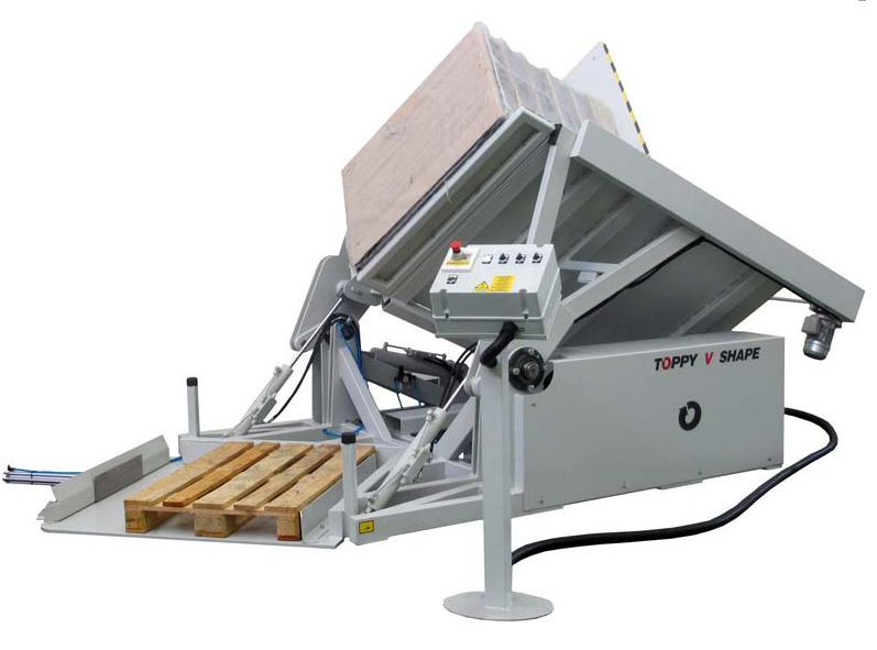 V-shaped pallet changer