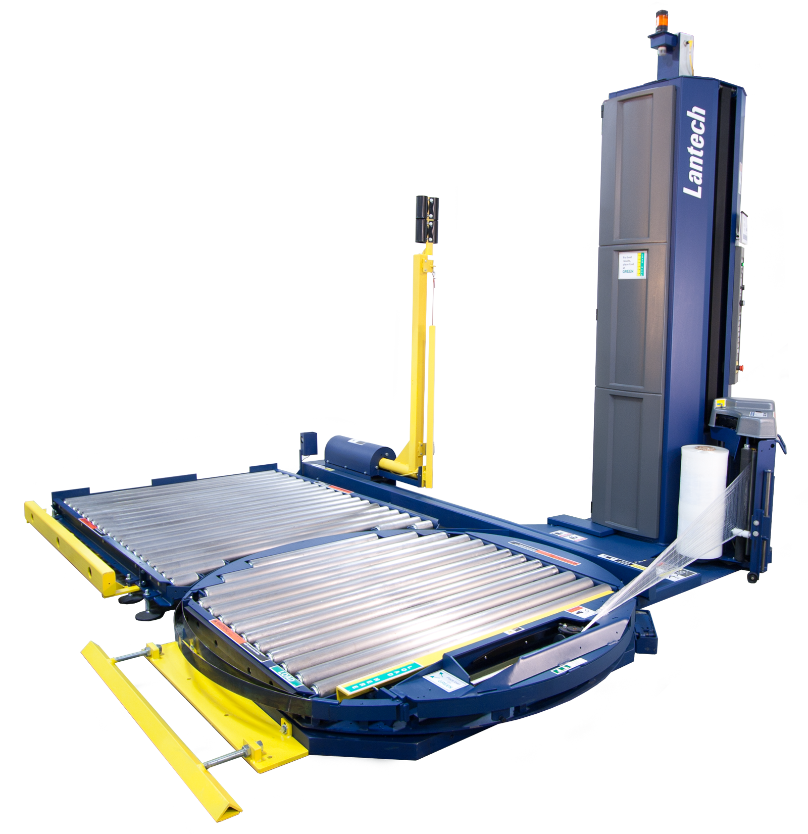 Semi-automatic turn-table stretch wrapper