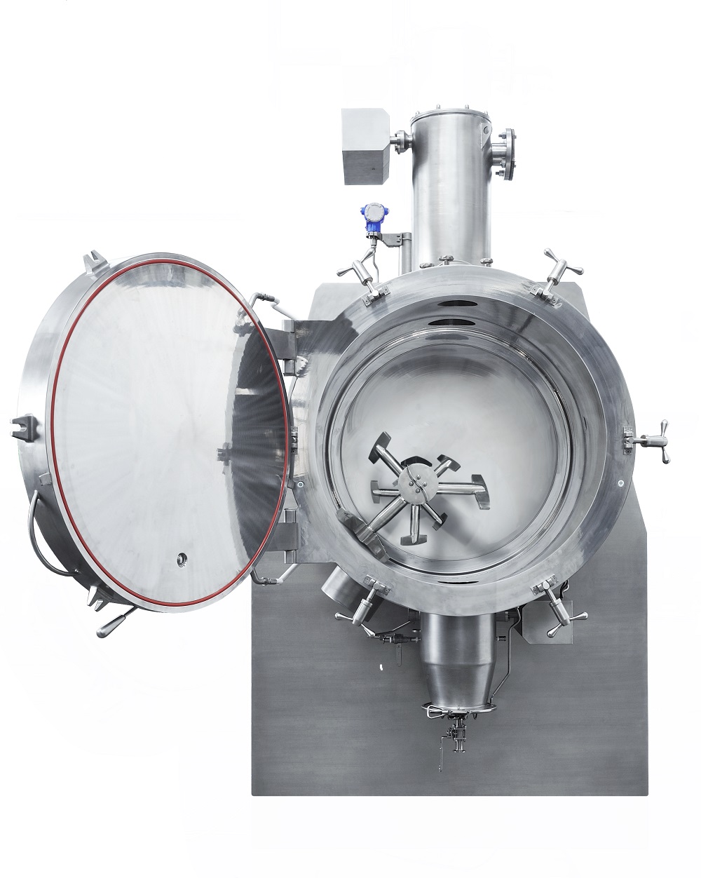 Horizontal vacuum dryer with eccentric agitator