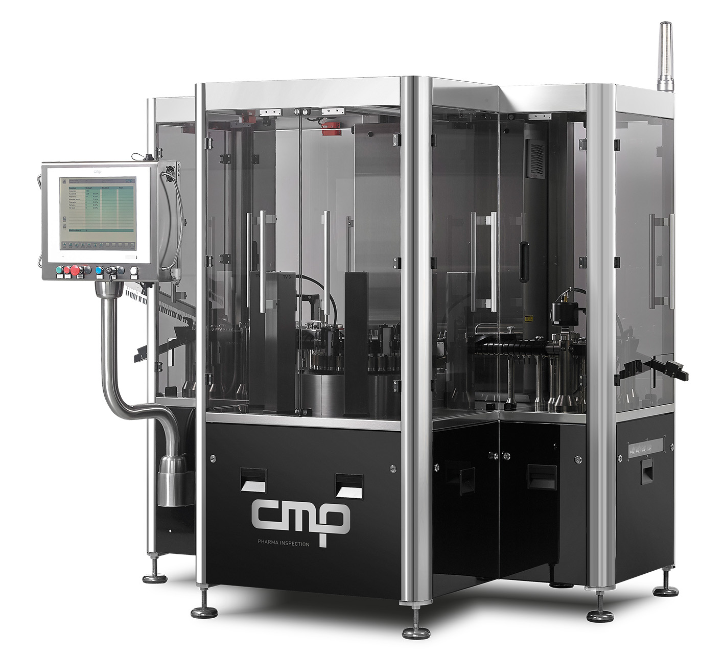 Flexible automatic inspection machine for syringes