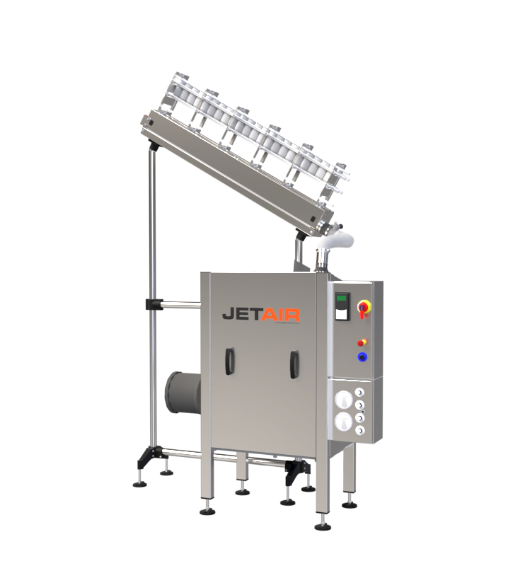 Air rinsing system for containers