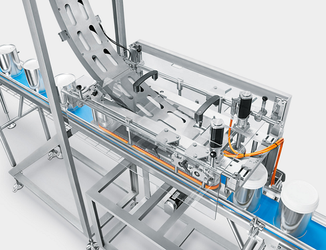 Capping machine for plastic lid oatmeal tins
