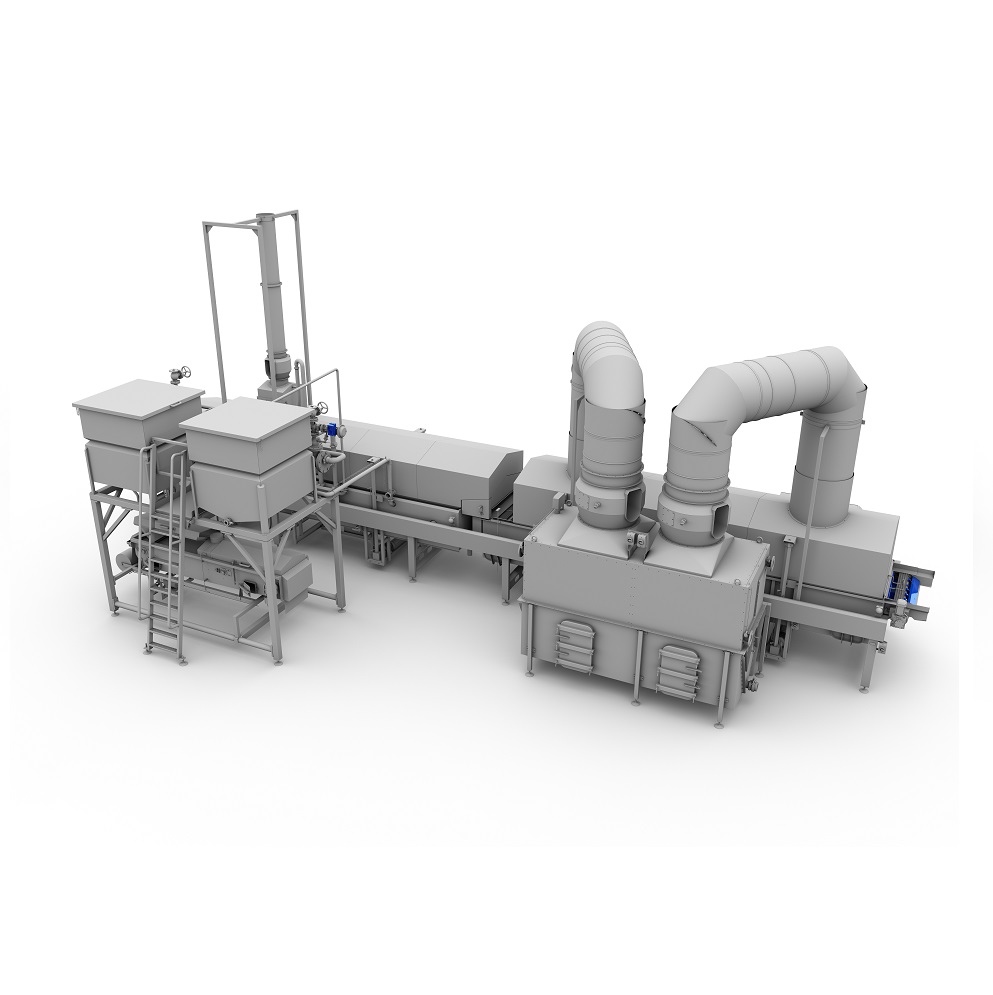 Frying line for nuts