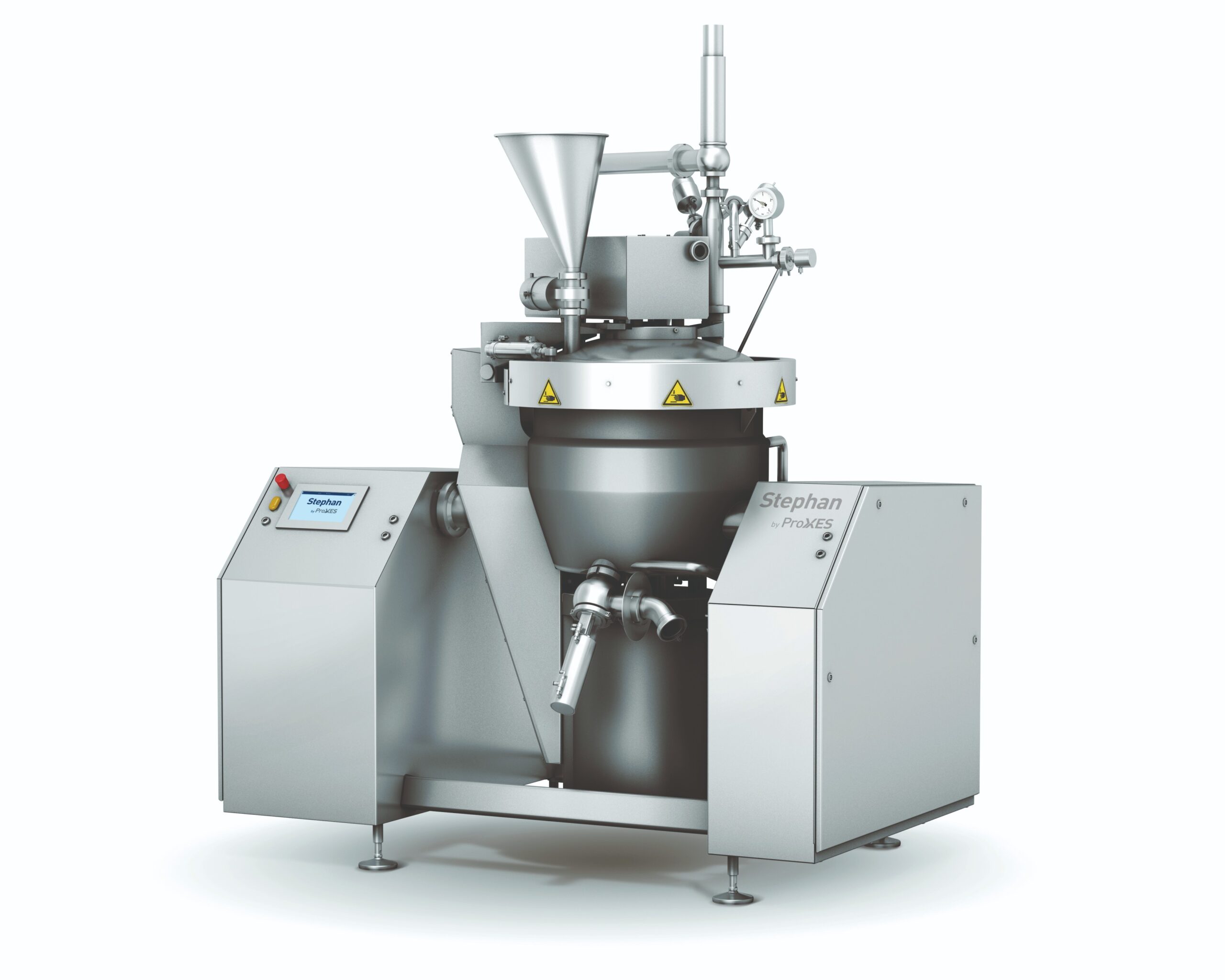 Complete cutting, mixing, emulsifying and heating system