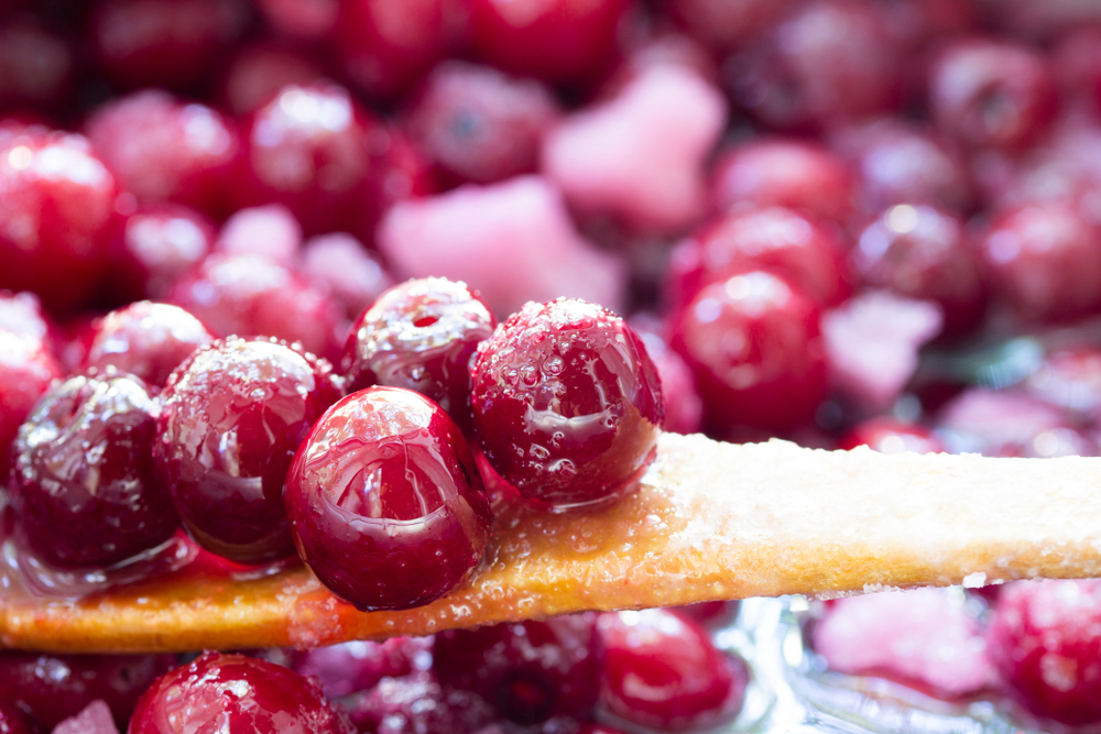 Close,Up,Of,Simmering,Homemade,Cherry,Jam.,Cherry,And,Sugar