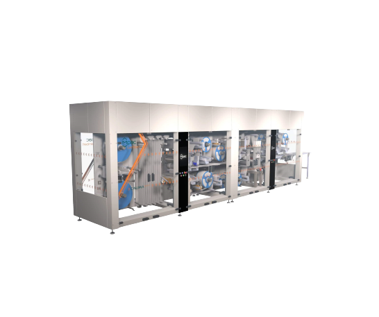 Flexible web converting system for healthcare products