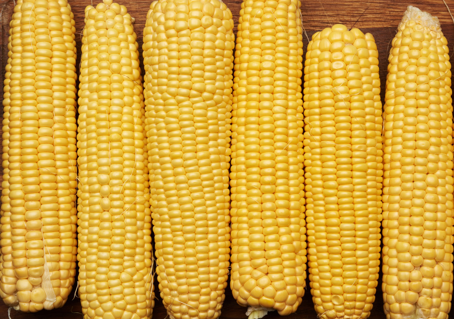top view of raw ears of maize