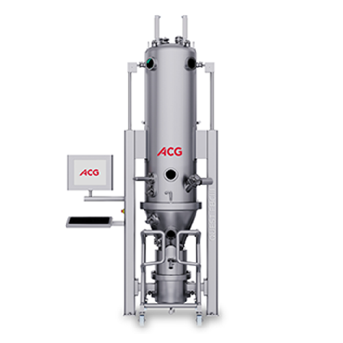 Intermediate-scale fluid bed system for drying and granulation