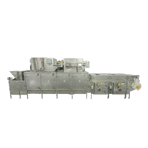 Continuous nut roaster for large-scale nut processing