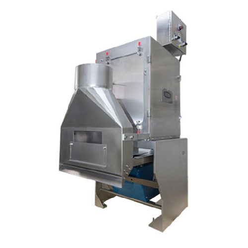 Split peanut blancher for snack food processing