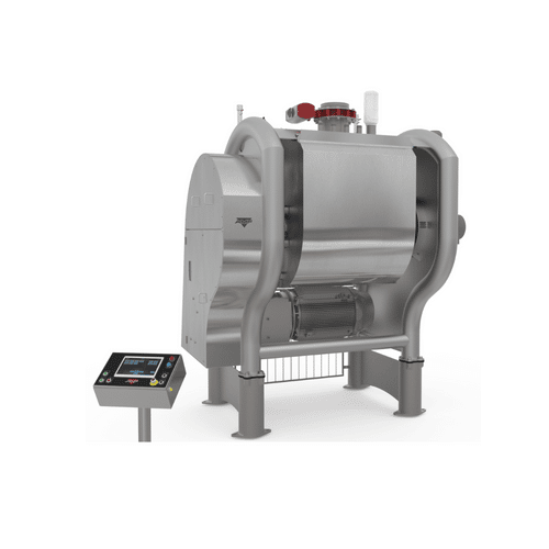 Open frame mixer for industrial dough mixing