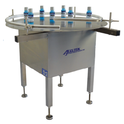 Accumulation turntable for bottling lines