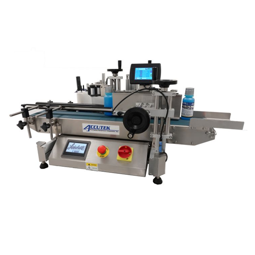 Tabletop labeler with integrated thermal printer for round containers