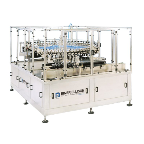 Rotary bottle rinser for high-speed production lines