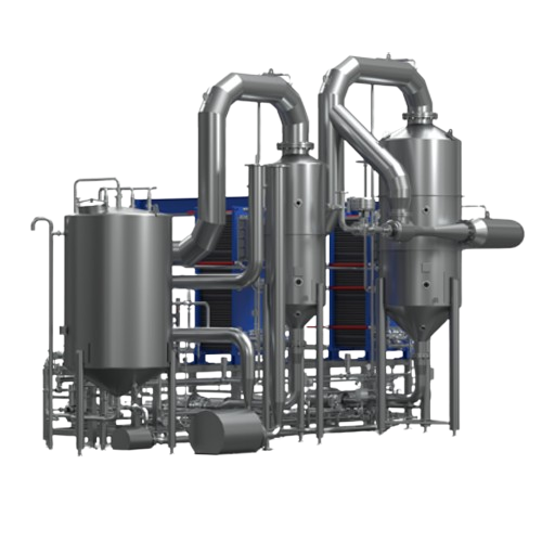 Rising film evaporator for concentration of viscous liquids