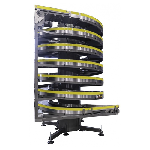 Spiral conveyor for individual bottles and cans