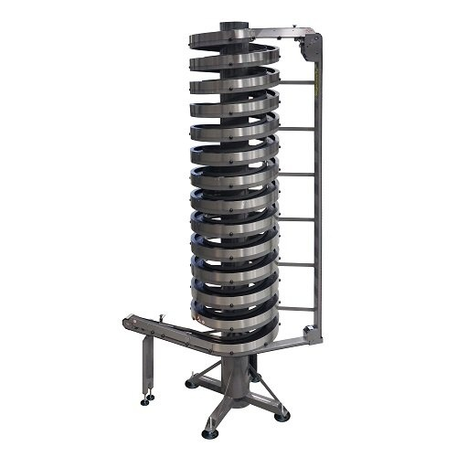 Narrow belt spiral conveyor for small packages