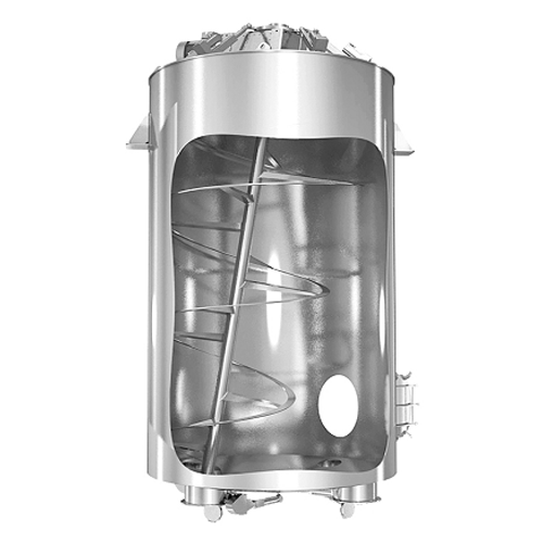 Large batch gyraton® mixer for homogenizing moist and poorly flowing materials