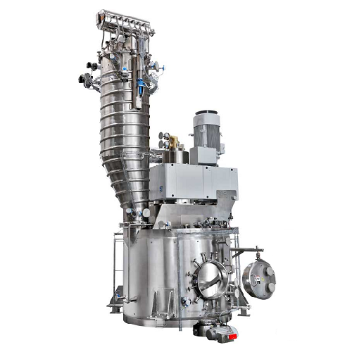 Vertical vacuum dryer and mixing reactor