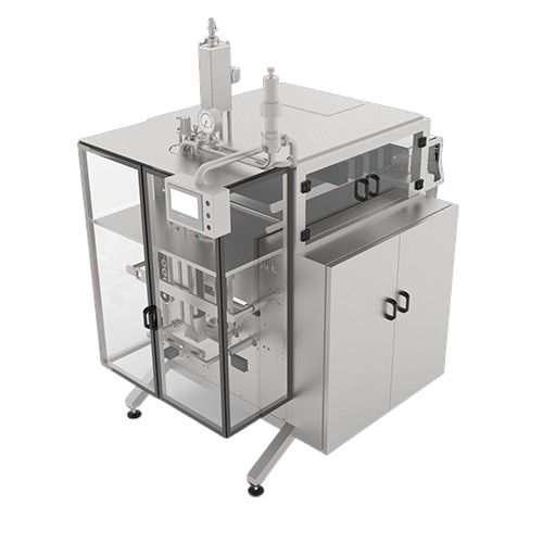 Ultra-clean vertical bag filler for viscous and particle-containing products