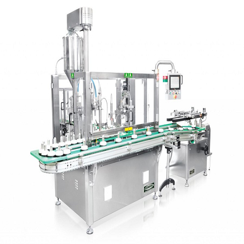 Alternate movement bottle filling and capping system