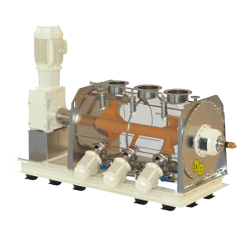 Horizontal ploughshare mixer for solids and powders