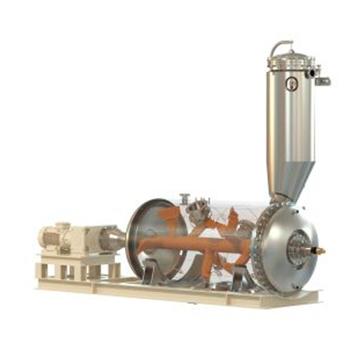 Horizontal vacuum paddle dryer for thermosensitive products