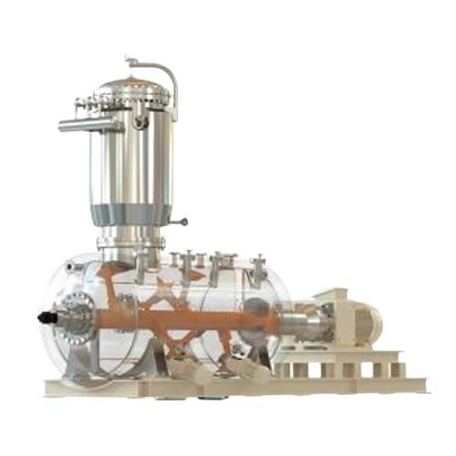 Horizontal vacuum paddle dryer for thermosensitive products