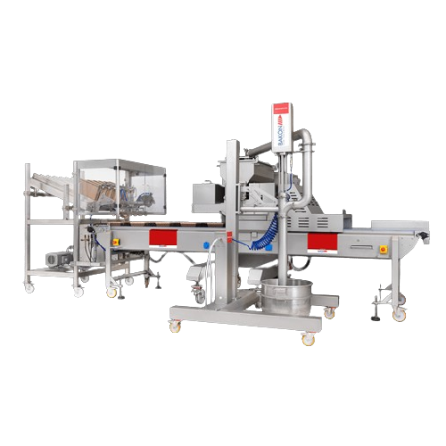 Depositing line for cake production with paper cup denester