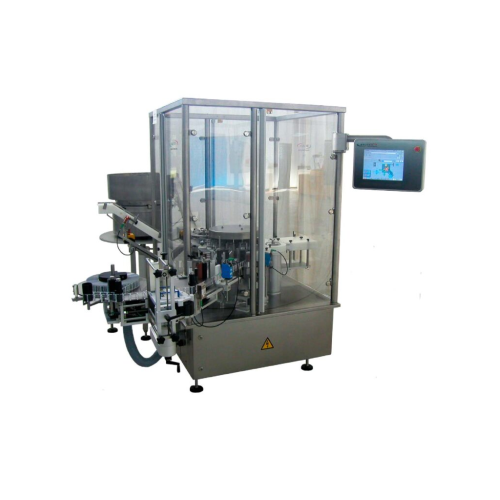 High-speed plunger rod insertion and labeling system for syringes