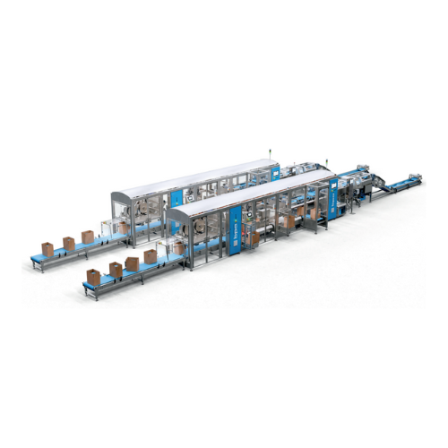 High-speed case packer for flexible bags