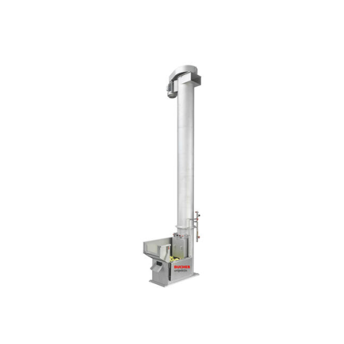Vertical screw conveyor for pome fruit
