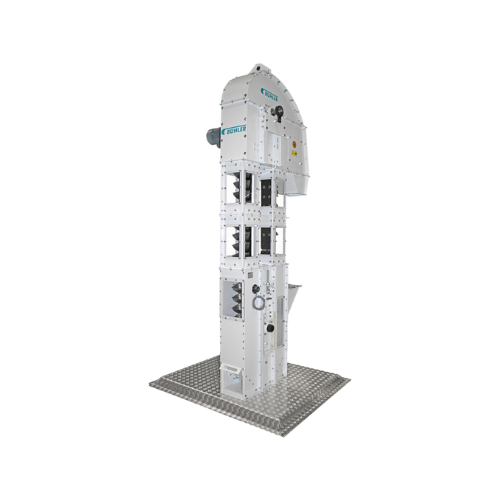 Vertical grain conveying solution for animal feed and bulk materials