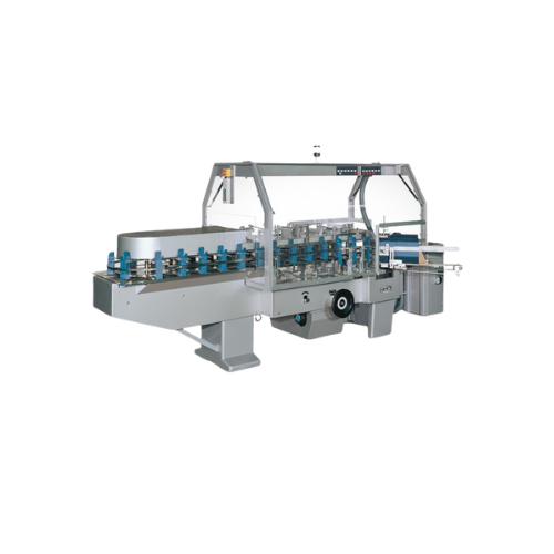 Vertical intermittent motion cartoner for manual or automatic feeding