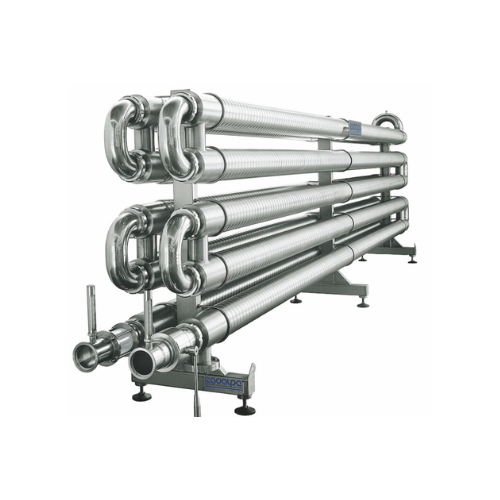 Helicoid heat exchanger for grape mash and fruit pulp