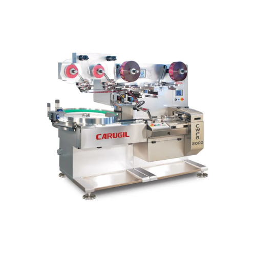 Flow wrapper for preformed pieces