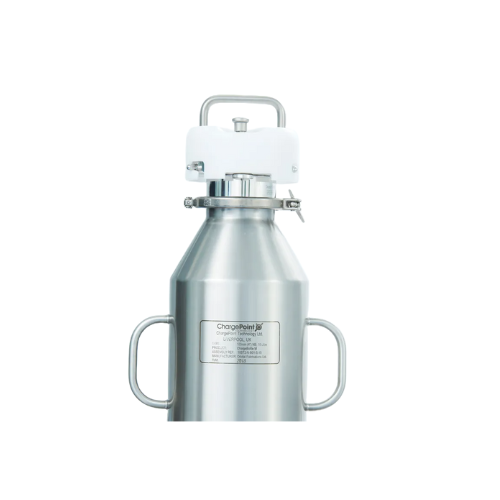 Stainless steel container for powder transfer