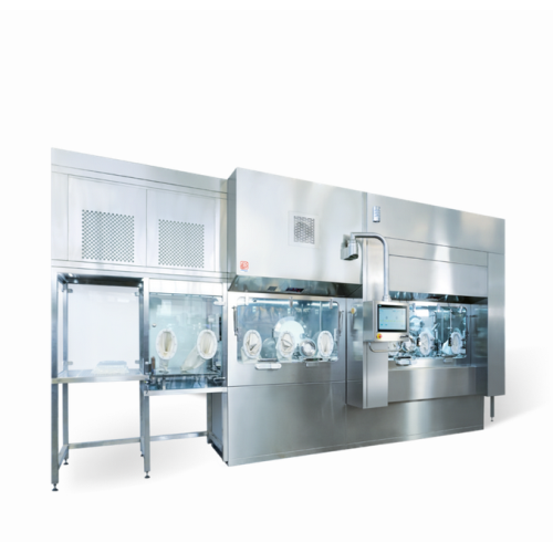 Compact aseptic vial filling system