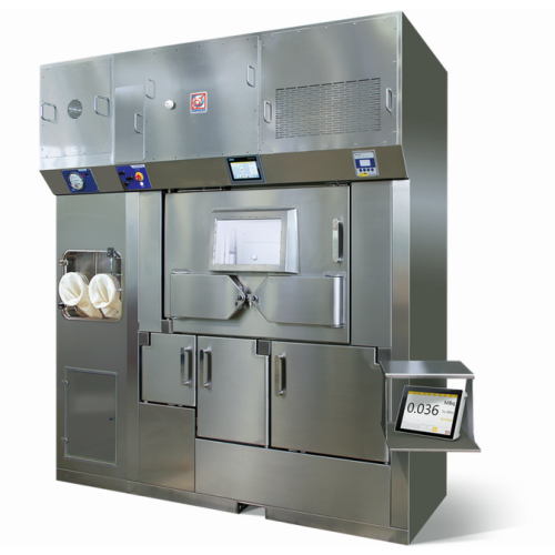 Shielded laminar flow isolator for nuclear medicine