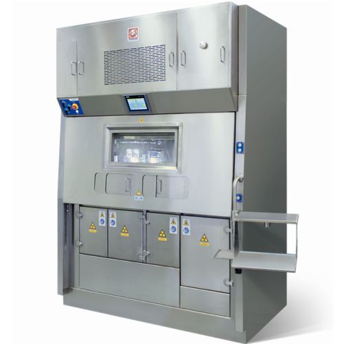 Shielded laminar flow isolator for radiopharmaceuticals